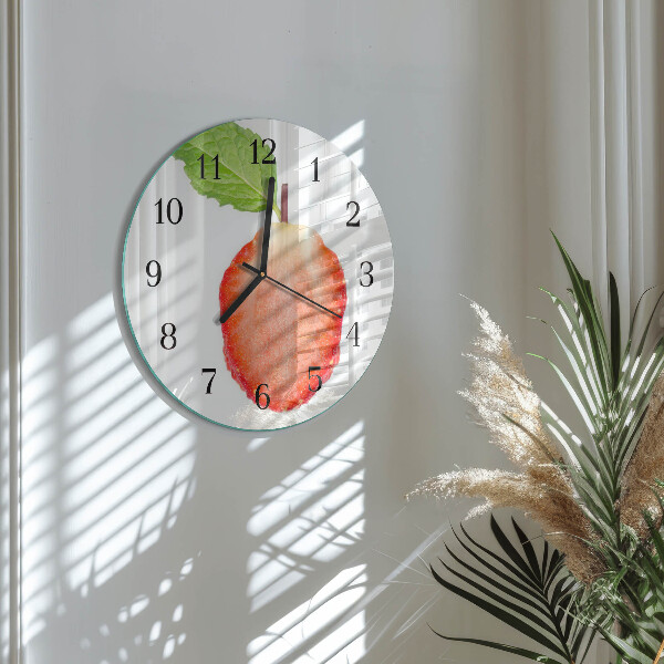 Wanduhr rund Erdbeere