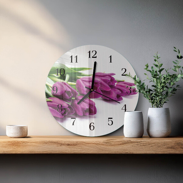 Wanduhr rund Tulpen