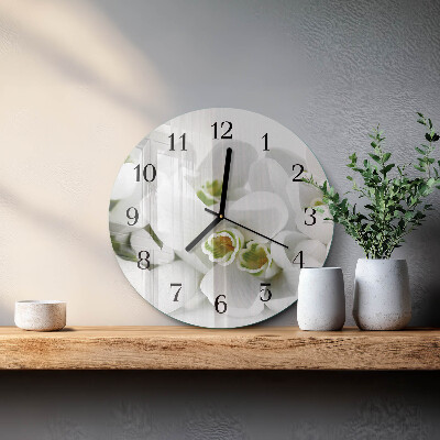 Wanduhr rund Blumen