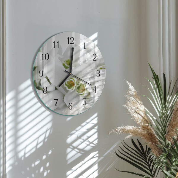 Wanduhr rund Blumen