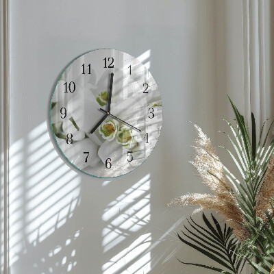 Wanduhr rund Blumen