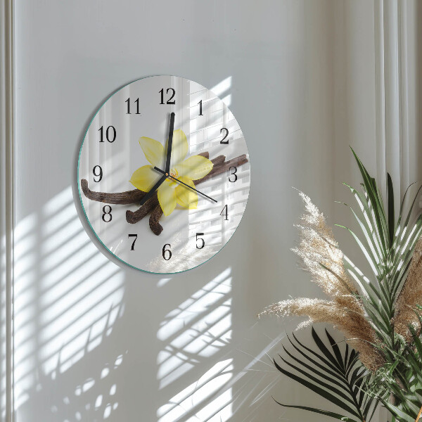 Wanduhr rund Vanilleorchidee