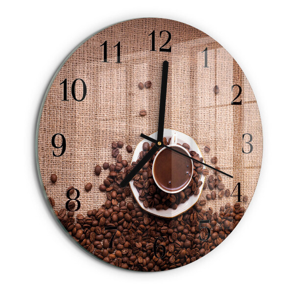 Wanduhr rund Kaffeebohnen