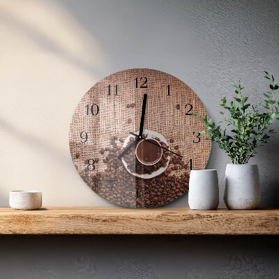Wanduhr rund Kaffeebohnen