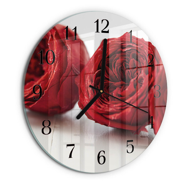 Wanduhr rund Blumen