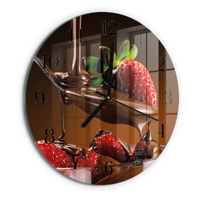 Wanduhr rund Schokoladen-Erdbeeren