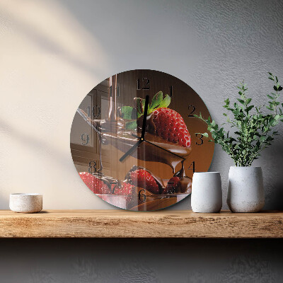 Wanduhr rund Schokoladen-Erdbeeren