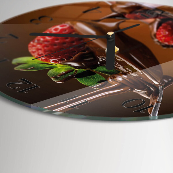 Wanduhr rund Schokoladen-Erdbeeren