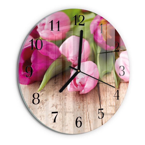 Wanduhr rund Tulpen