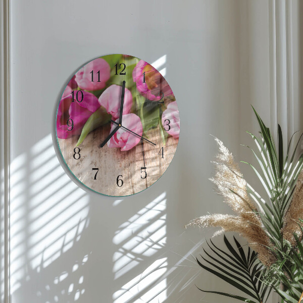 Wanduhr rund Tulpen