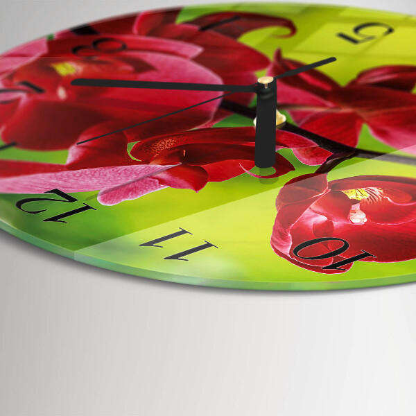Wanduhr rund Orchidee