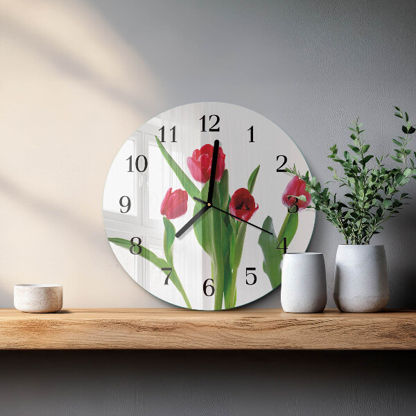 Wanduhr rund Tulpen