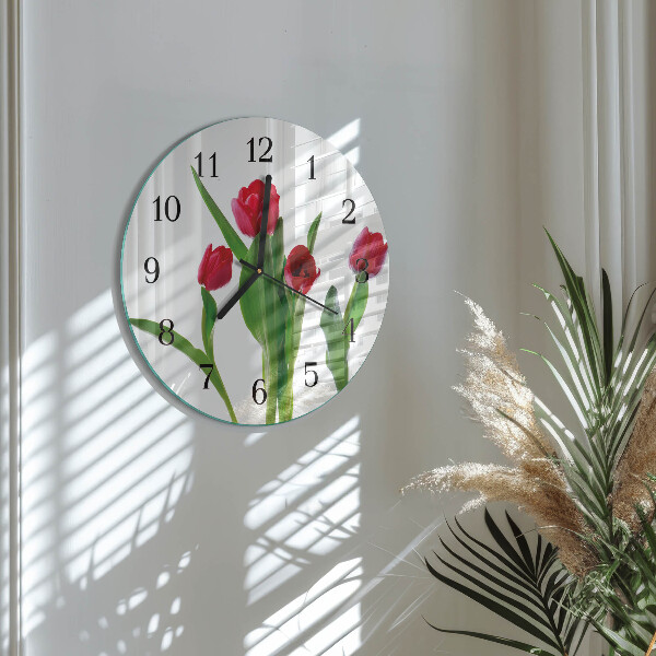 Wanduhr rund Tulpen