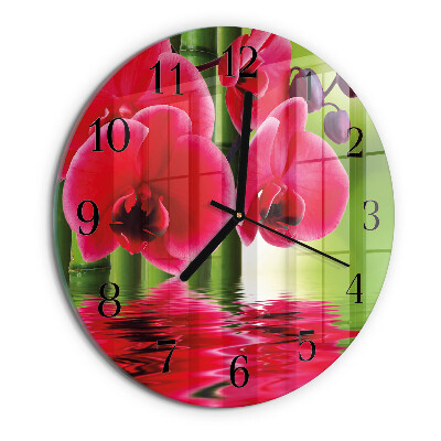 Wanduhr rund Orchidee