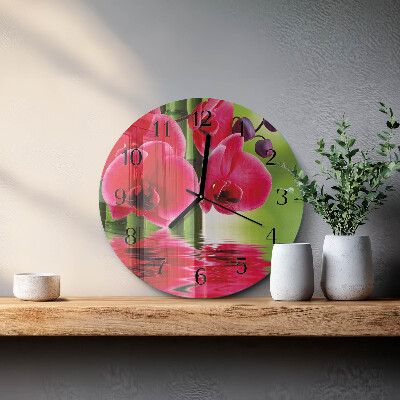 Wanduhr rund Orchidee