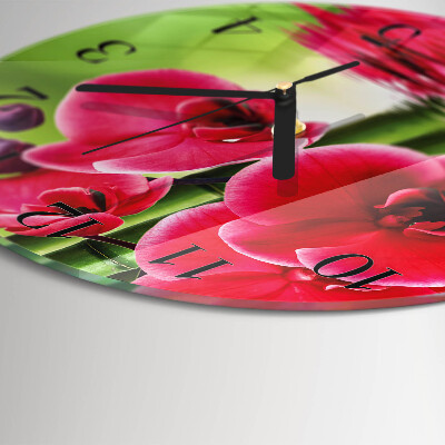 Wanduhr rund Orchidee