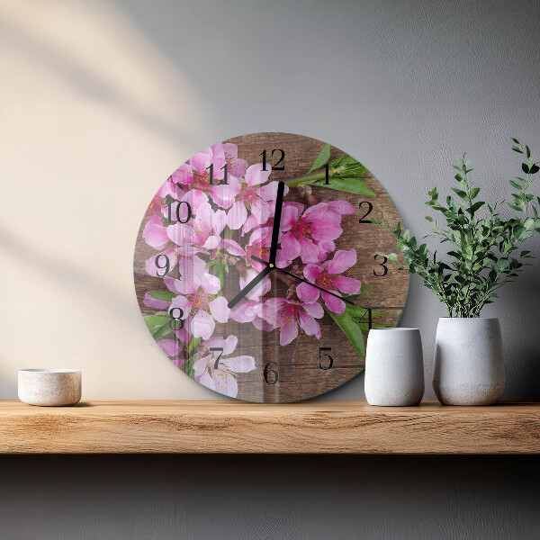 Wanduhr rund Blumen