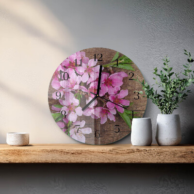 Wanduhr rund Blumen