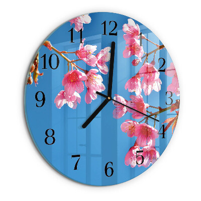 Wanduhr rund Blumen