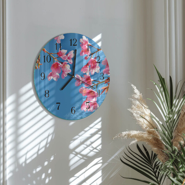Wanduhr rund Blumen