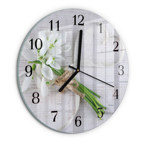 Wanduhr rund Blumenstrauß