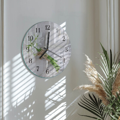 Wanduhr rund Blumenstrauß