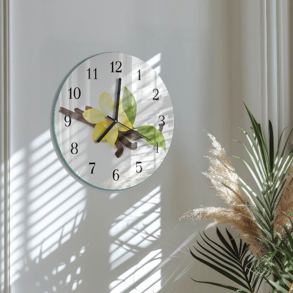 Wanduhr rund Vanilleorchidee