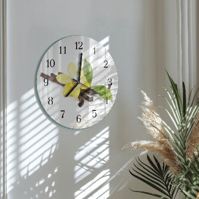 Wanduhr rund Vanilleorchidee