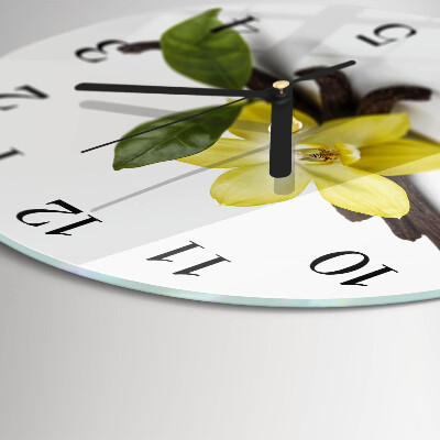 Wanduhr rund Vanilleorchidee