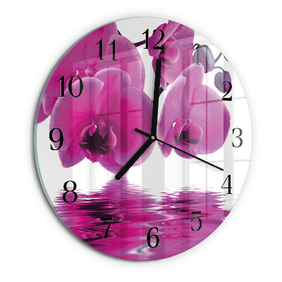 Wanduhr rund Orchidee