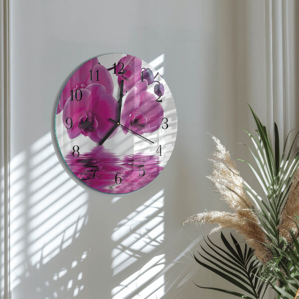 Wanduhr rund Orchidee