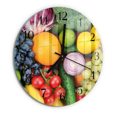 Wanduhr rund Obst und Gemüse