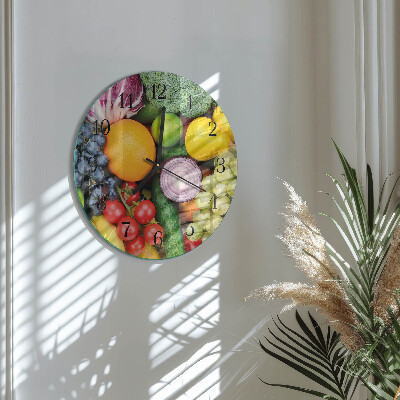 Wanduhr rund Obst und Gemüse