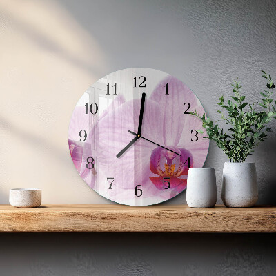 Wanduhr rund Orchidee