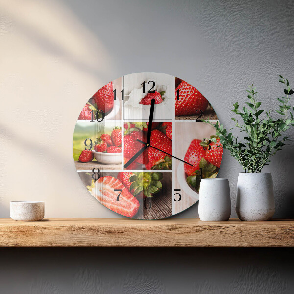 Wanduhr rund Erdbeeren