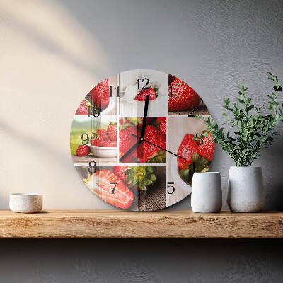 Wanduhr rund Erdbeeren