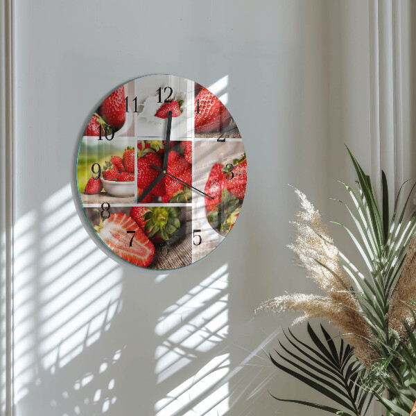 Wanduhr rund Erdbeeren