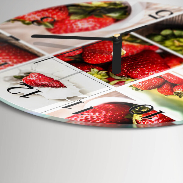 Wanduhr rund Erdbeeren