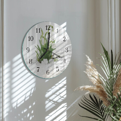 Wanduhr rund Schneeglöckchen