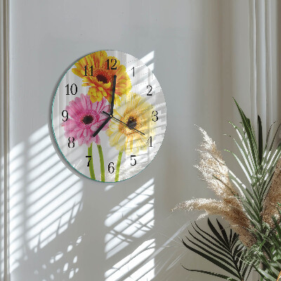 Wanduhr rund Blumen