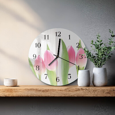 Wanduhr rund Tulpen