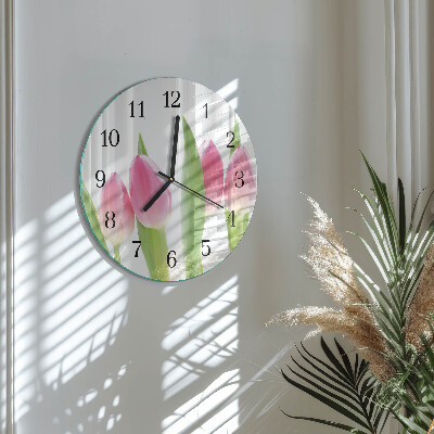 Wanduhr rund Tulpen