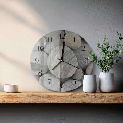 Wanduhr rund Steine