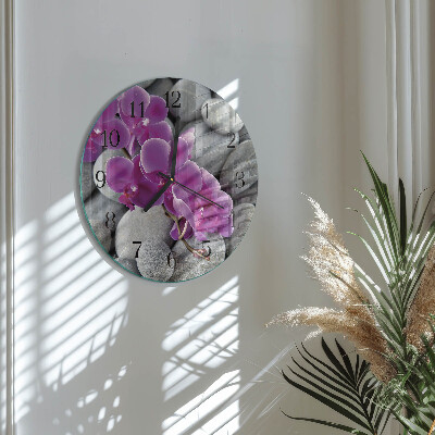 Wanduhr rund Orchideensteine