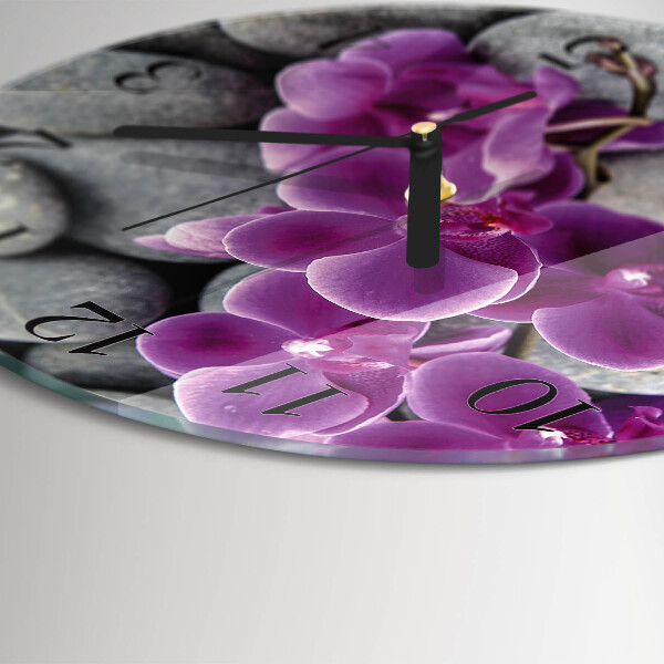 Wanduhr rund Orchideensteine