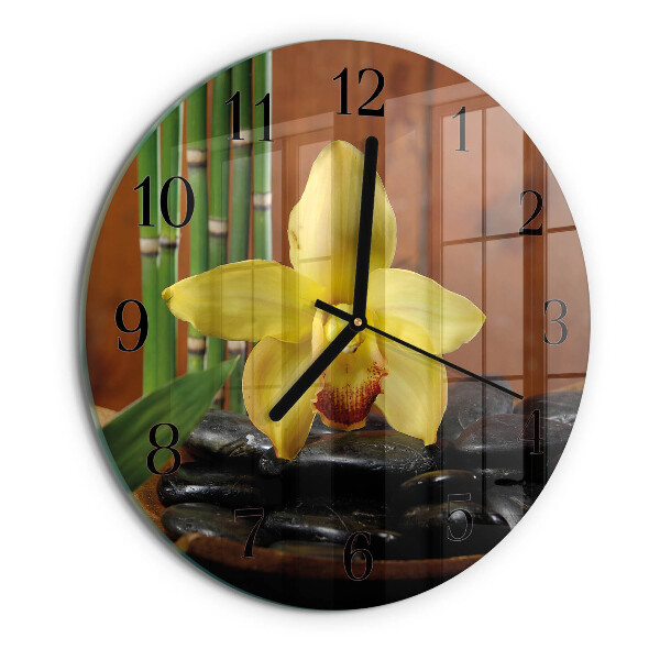 Wanduhr rund Bambusorchidee