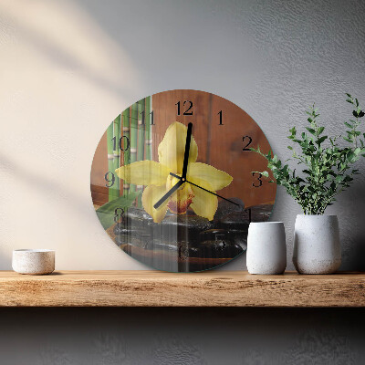 Wanduhr rund Bambusorchidee