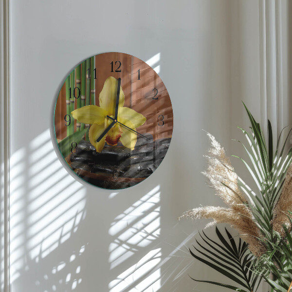 Wanduhr rund Bambusorchidee