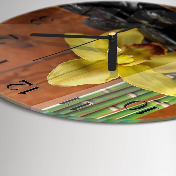 Wanduhr rund Bambusorchidee