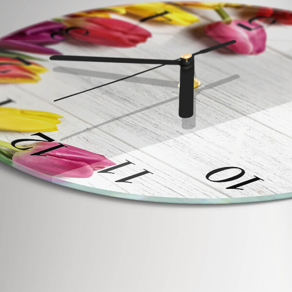 Wanduhr rund Tulpen